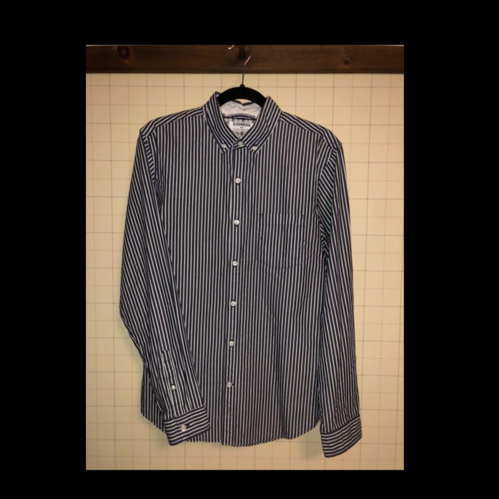 Express dark navy Striped Button down